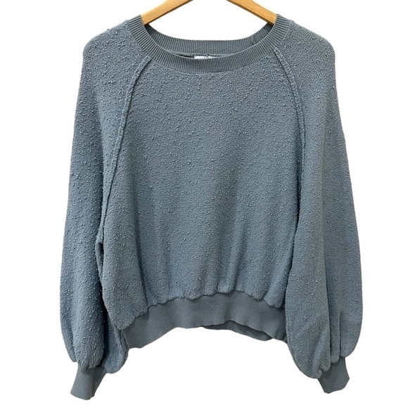 Pink Lily Sweaters - Pink Lily Daryl Ann Denner Pullover Sweater Blue Crewneck Balloon Sleeves Sz XS‎